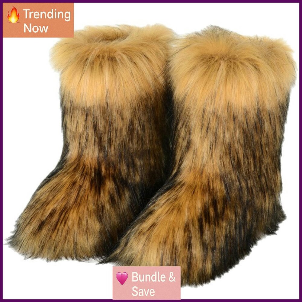 Faux Fur Mid Calf Winter Boots Non Slip Sole Women's Snow Boots